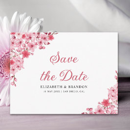 Pink Blossom Wedding – Elegant Sakura Flowers Briefkaart
