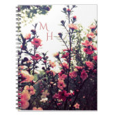 Pink Blossom Wild Flowers Meadow Monogram Notitieboek (Voorkant)