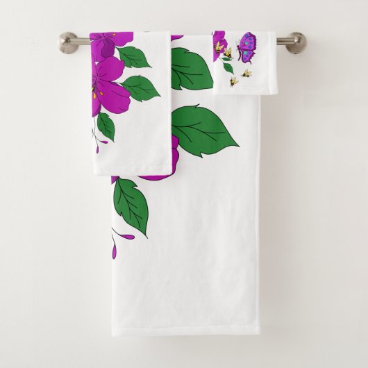 Pink Blossom with Butterflies and Bees Bad Handdoek (Insitu)