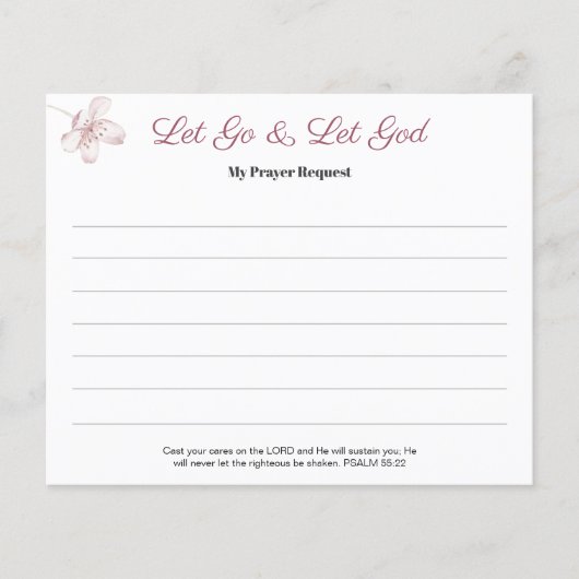 Pink Blossom Women's Prayer Request Card Flyer (Voorkant)