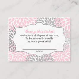 Pink Blossoms Baby shower Luier Raffle Tickets Informatiekaartje
