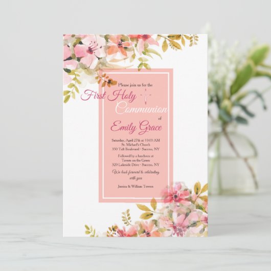 Pink Blossoms uitnodiging (Staand voorkant)