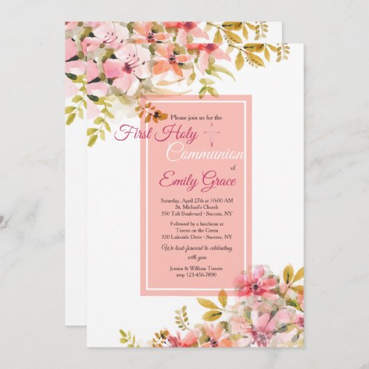 Pink Blossoms uitnodiging (Voorkant / Achterkant)