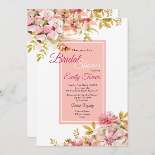 Pink Blossoms uitnodiging (Voorkant / Achterkant)