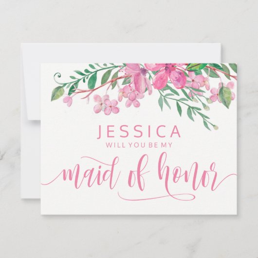 Pink Blossoms word je mijn bruidsmeisje Kaart (Voorkant)