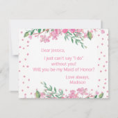 Pink Blossoms word je mijn bruidsmeisje Kaart (Achterkant)
