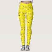 Pink blossoms Yellow Leggings (Voorkant)