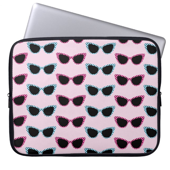 PINK & BLUE 50'S STYLVATTEN OOGZONLASSEN LAPTOP SLEEVE (Voorkant)