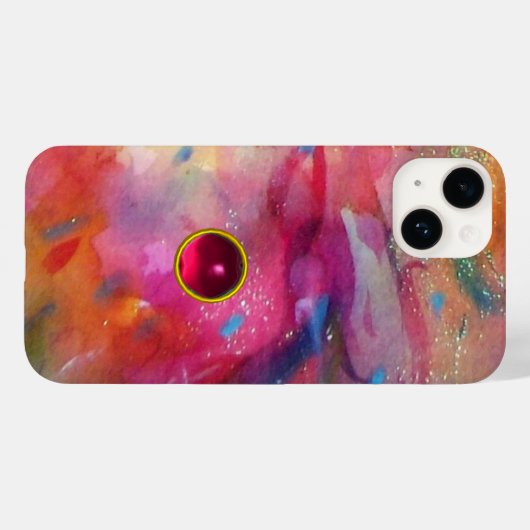 PINK BLUE ABSTRACT MET 3D RODE RUBY GEMSTONE Case-Mate iPhone CASE (Achterkant (horizontaal))