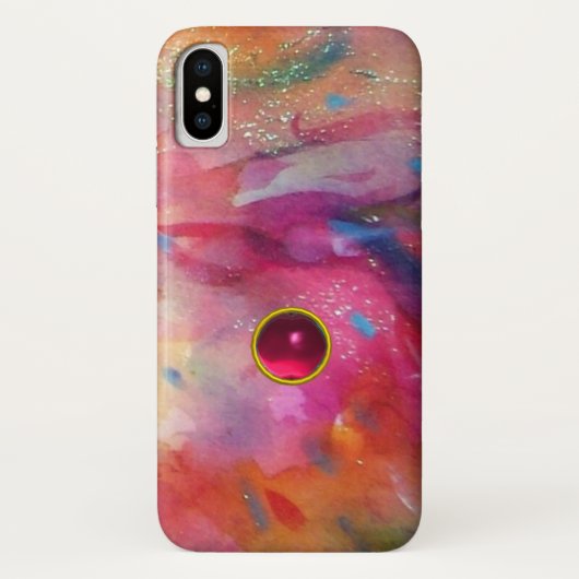 PINK BLUE ABSTRACT MET 3D RODE RUBY GEMSTONE Case-Mate iPhone CASE (Achterkant)