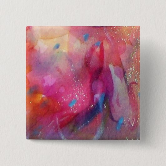 PINK BLUE ABSTRACT VIERKANTE BUTTON 5,1 CM (Voorkant)