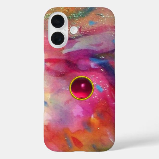 PINK BLUE ABSTRACTE WATERVERF 3D RODE RUBY GEMSTON Case-Mate iPhone CASE (Achterkant)