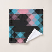 pink blue and black geometric bad handdoek (Wasdoekje)