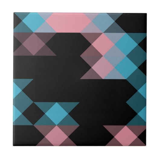 pink blue and black geometric tegeltje (Voorkant)