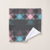pink blue and gray geometric bad handdoek (Wasdoekje)