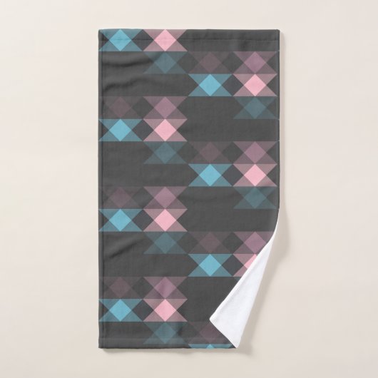 pink blue and gray geometric bad handdoek (Handdoek)
