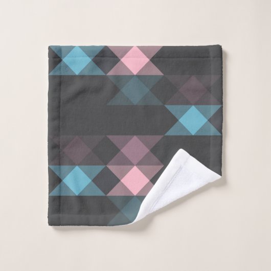pink blue and gray geometric bad handdoek (Wasdoekje)