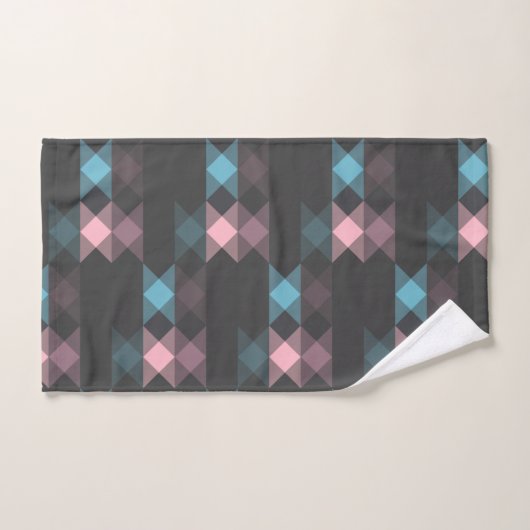 pink blue and gray geometric bad handdoek (Handdoek)