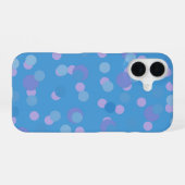 pink blue and purple polka dot clusters iPhone 16 hoesje (Achterkant horizontaal)