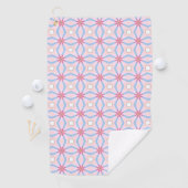Pink, blue and white geometric patterned  golfhanddoek (Insitu)