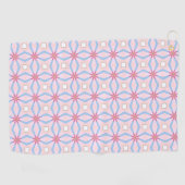 Pink, blue and white geometric patterned  golfhanddoek (Horizontaal)
