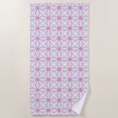 Pink, blue and white geometric patterned  strandlaken (Voorkant)