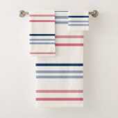 Pink blue and white stripes bad handdoek (Insitu)