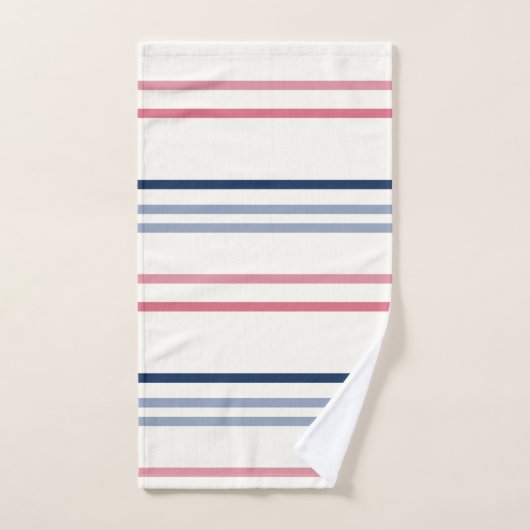 Pink blue and white stripes bad handdoek (Handdoek)