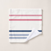 Pink blue and white stripes bad handdoek (Wasdoekje)