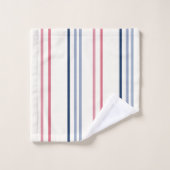 Pink blue and white stripes bad handdoek (Wasdoekje)