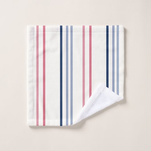 Pink blue and white stripes bad handdoek (Wasdoekje)