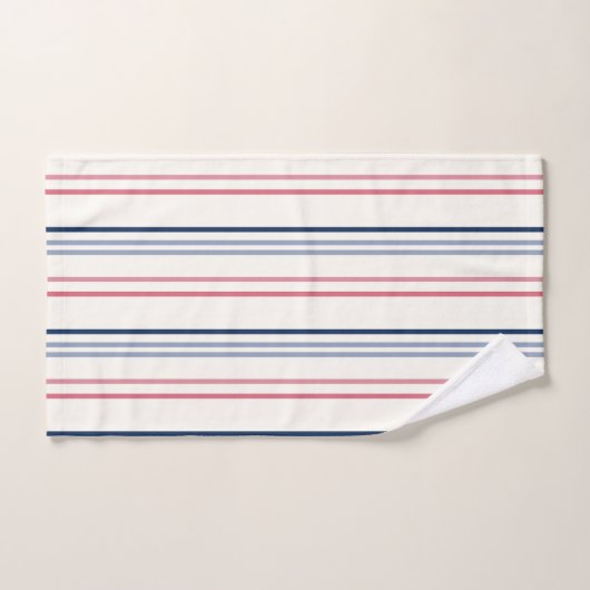 Pink blue and white stripes bad handdoek (Handdoek)