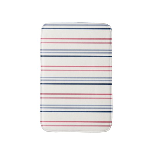 Pink blue and white stripes badmat (Voorkant Verticaal)