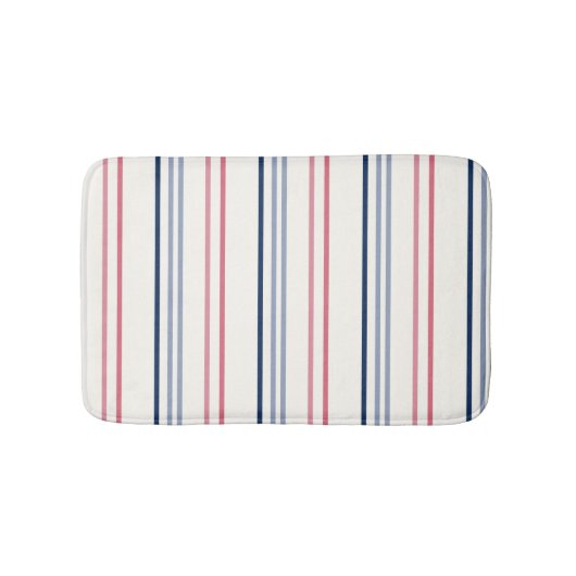 Pink blue and white stripes badmat (Voorkant)