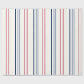 Pink blue and white stripes cadeaupapier (Vlak)