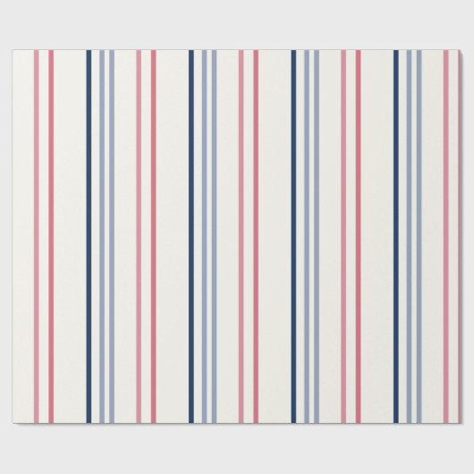 Pink blue and white stripes cadeaupapier (Vlak)