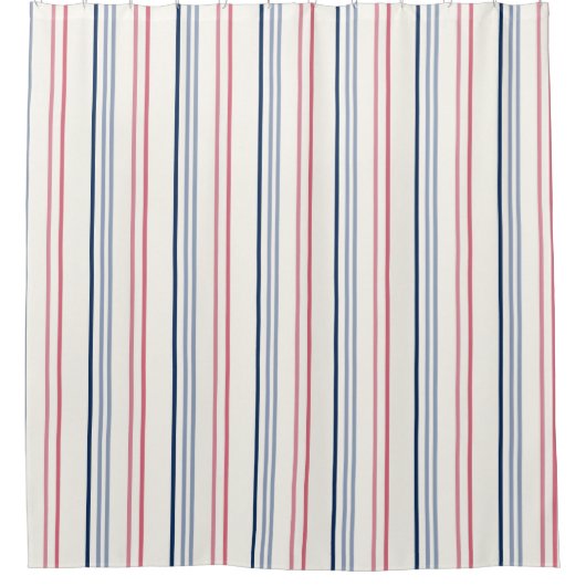 Pink blue and white stripes douchegordijn (Voorkant)