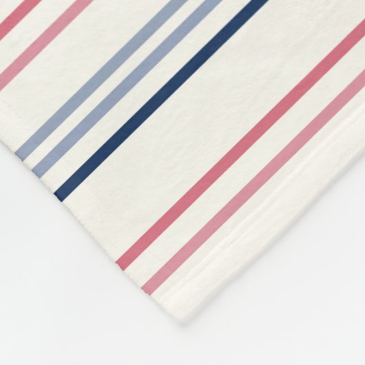 Pink blue and white stripes fleece deken (Hoek)