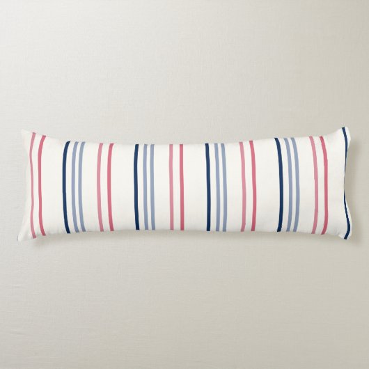Pink blue and white stripes lichaamskussen (Voorkant)
