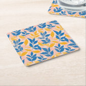 Pink, Blue, and Yellow Lithograph Floral Wedding Kartonnen Onderzetters (Schuin)