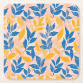 Pink, Blue, and Yellow Lithograph Floral Wedding Kartonnen Onderzetters (Voorkant)