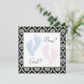 Pink Blue Baby Feet Geslacht Reveal Kaart (Staand voorkant)