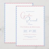 Pink & Blue Baby Gender Reveal Invitation Kaart (Voorkant / Achterkant)