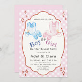 Pink & Blue Baby Shoes Theme Kaart (Voorkant / Achterkant)