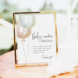 Pink & Blue Balloon Geslacht onthullen baby naam i Poster