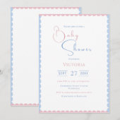 Pink & Blue Balloons Baby shower Uitnodiging (Voorkant / Achterkant)