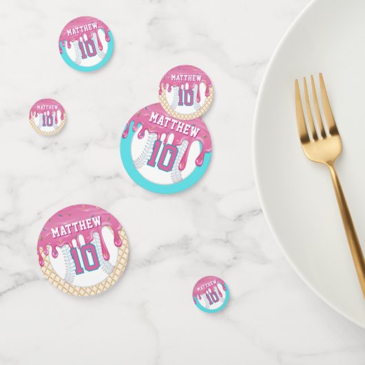 Pink & Blue Baseball Drip Confetti (Groep)