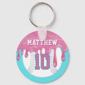 Pink & Blue Baseball Drip Sleutelhanger (Voorkant)