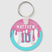 Pink & Blue Baseball Drip Sleutelhanger (Achterkant)