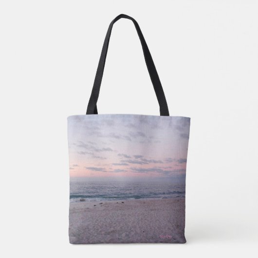Pink & Blue Beach bij zonsopgang Tote Bag (Achterkant)